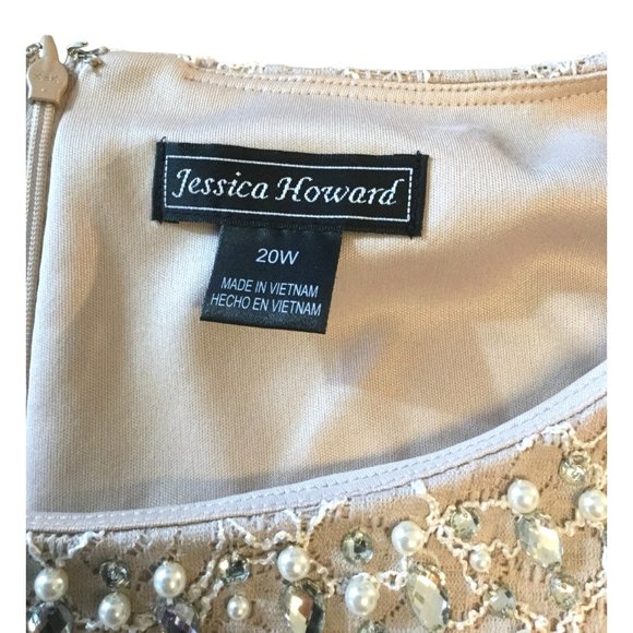 Jessica Howard Women's size 20 W NWT Party Dress Beige Tan Natural Champagne - Picture 3 of 5